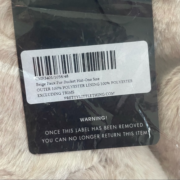 NEW With Tag Pretty Little Thing Beige Faux Fur Bucket Hat One Size - Picture 5 of 5